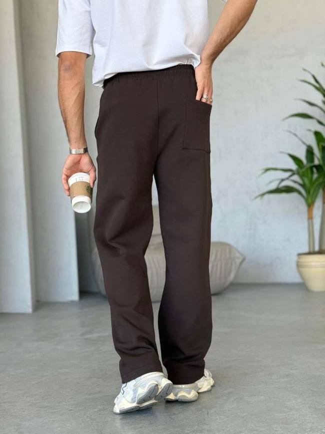 DUBBLE FACE KUMAŞ ÇİMALI JOGGER PANTOLON - Kahverengi