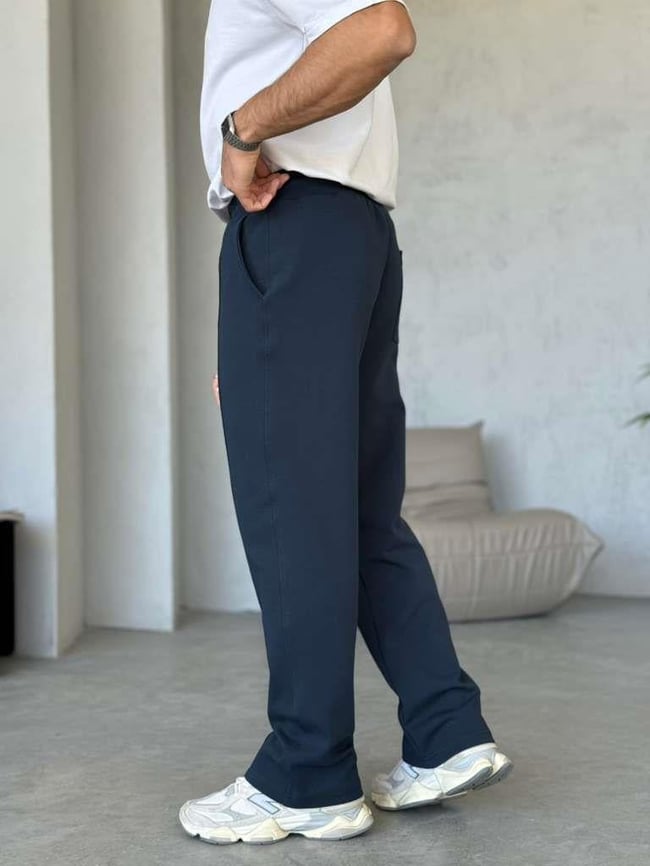 DUBBLE FACE KUMAŞ ÇİMALI JOGGER PANTOLON - Lacivert