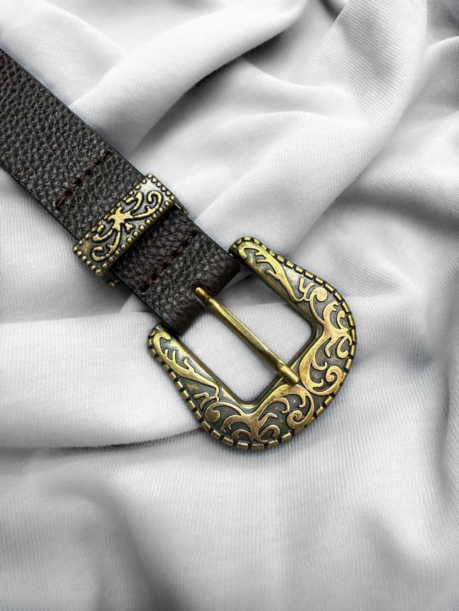 Eskitme Gold Suni Deri Kemer