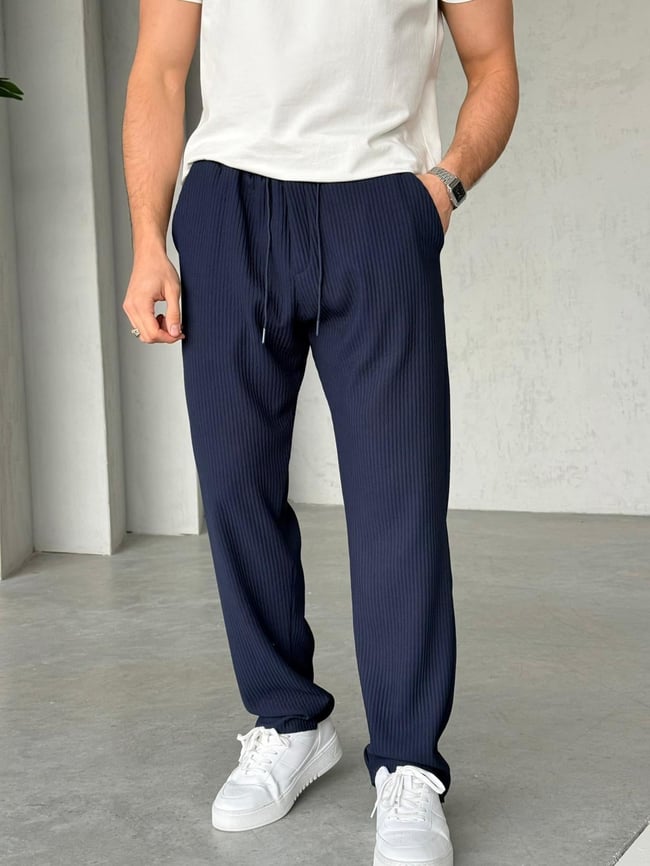 Fitilli Kumaş Jogger Pantolon M - Lacivert