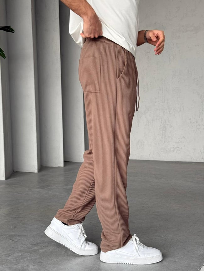 Fitilli Kumaş Jogger Pantolon M - Vizon