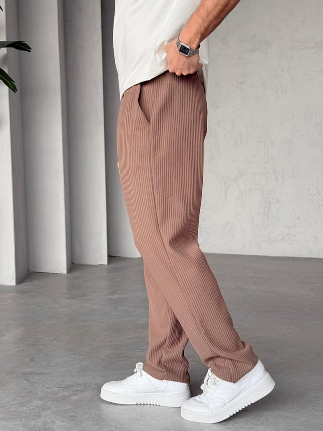Fitilli Kumaş Jogger Pantolon M - Vizon