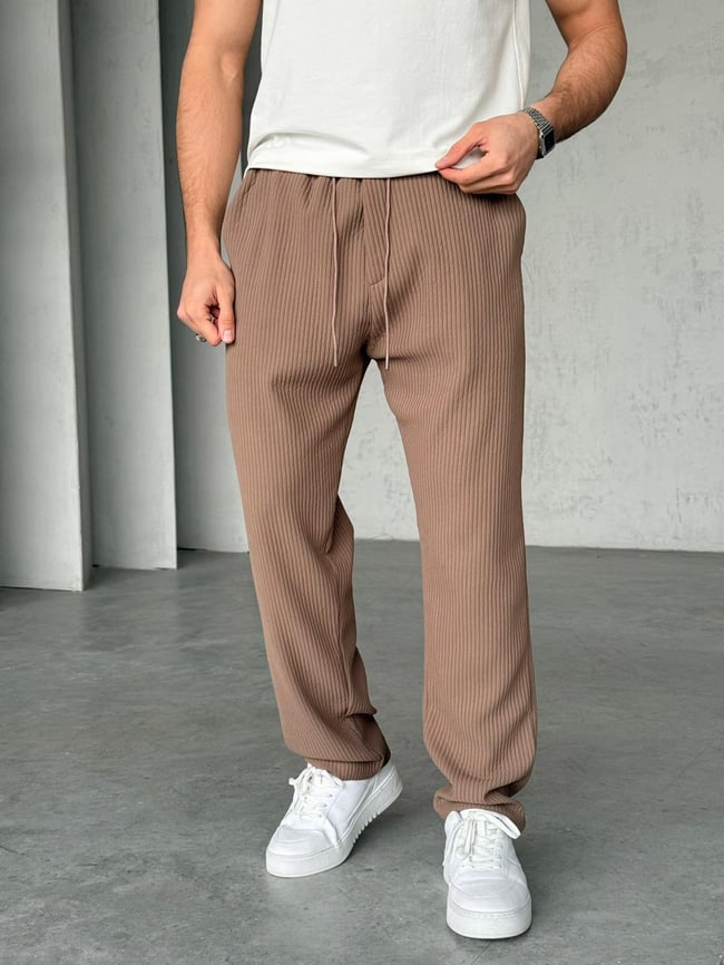 Fitilli Kumaş Jogger Pantolon M - Vizon