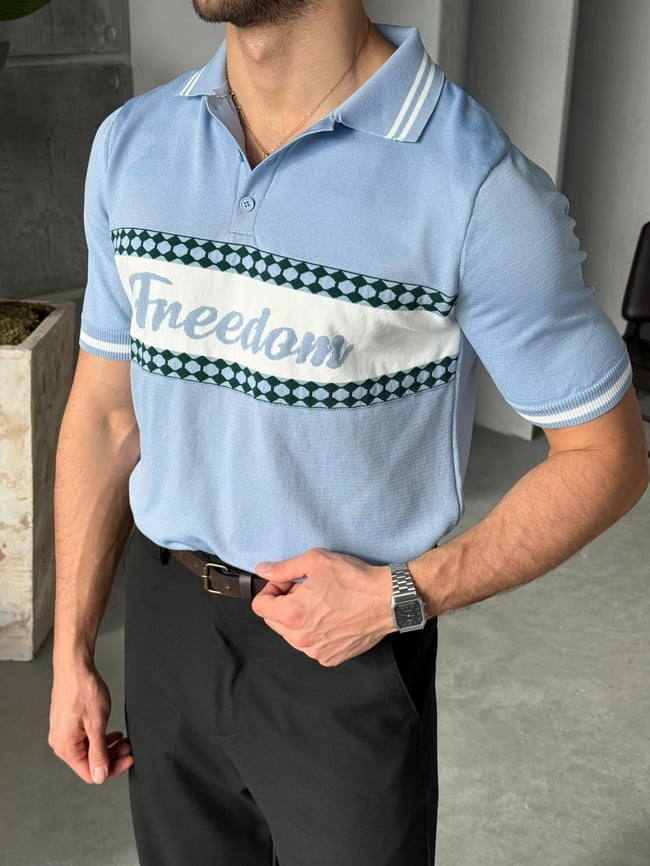Freedom Nakışlı Polo yaka Triko T - Bebemavi