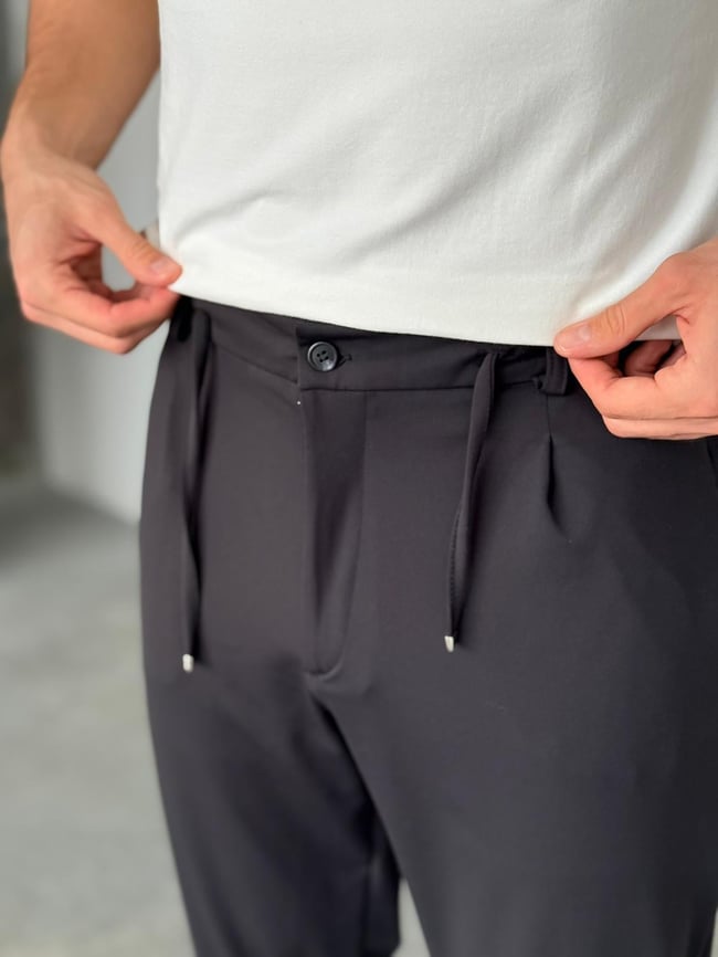 Full Likralı Kumaş Jogger Pantolon - Siyah