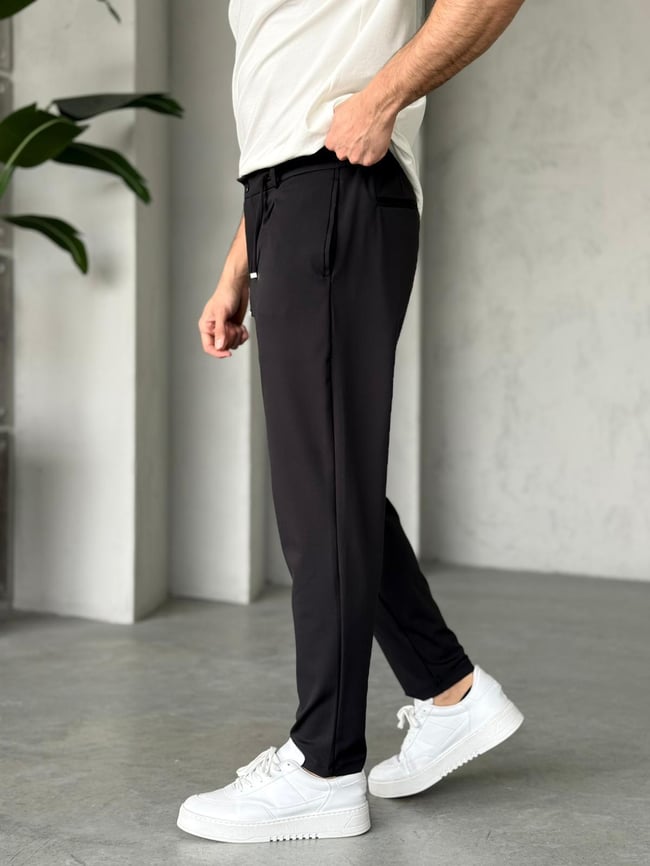 Full Likralı Kumaş Jogger Pantolon - Siyah