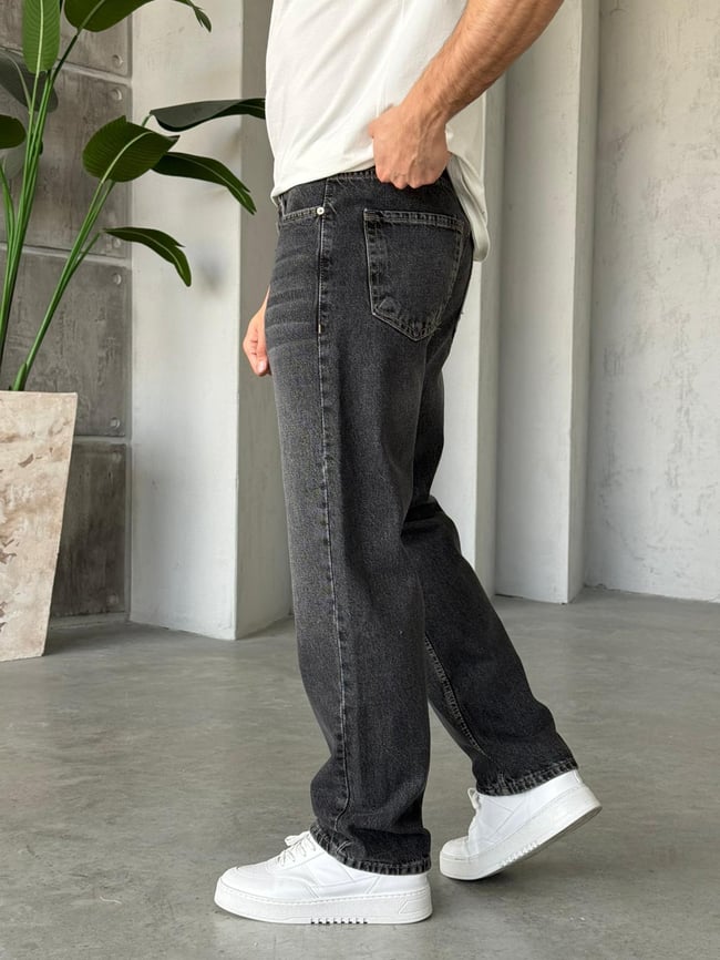 Füme Yıkamalı Baggy Kot Pantolon 