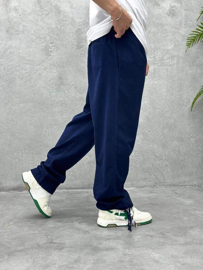 Gabardin Kumaş Ayarlanabilir Paça Pantolon Lacivert