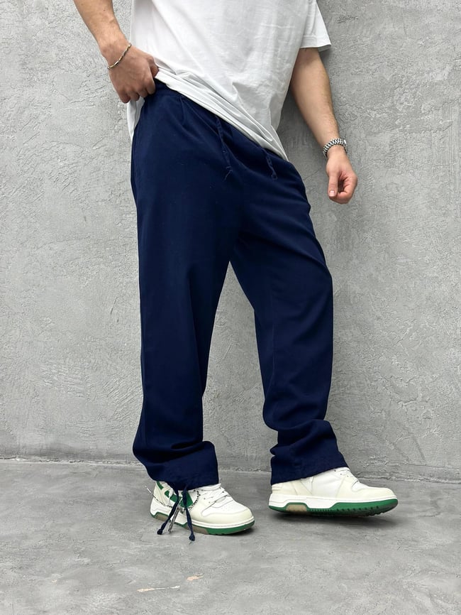 Gabardin Kumaş Ayarlanabilir Paça Pantolon Lacivert