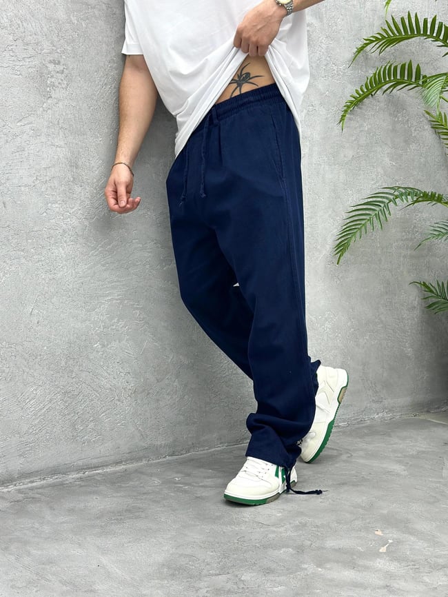 Gabardin Kumaş Ayarlanabilir Paça Pantolon Lacivert