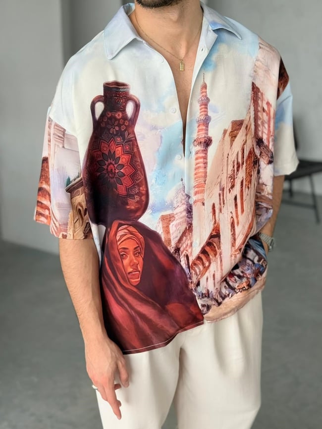 GİPSY Desenli Dubble Hürrem Kumaş Oversize Gömlek T