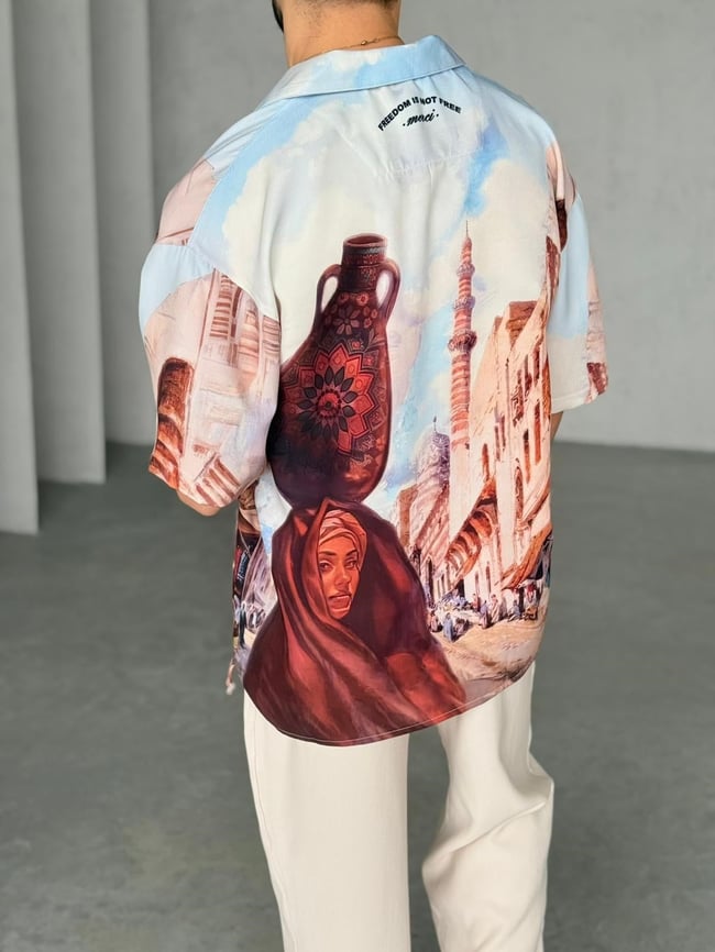 GİPSY Desenli Dubble Hürrem Kumaş Oversize Gömlek T