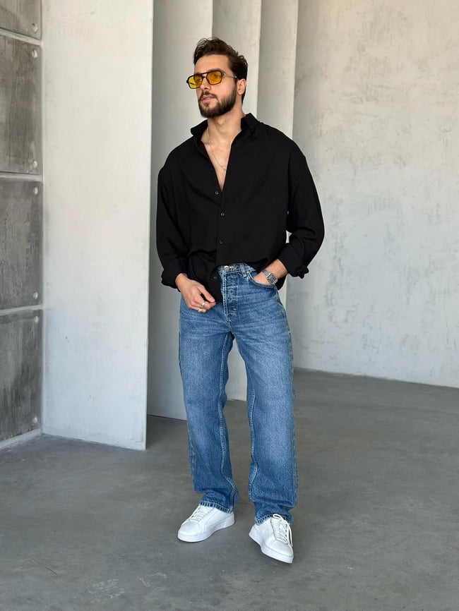 GM407 Soft Basic Oversize Gömlek SİYAH K