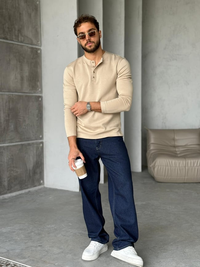 Hanley Yaka Modal Kumaş Sweat - Bej