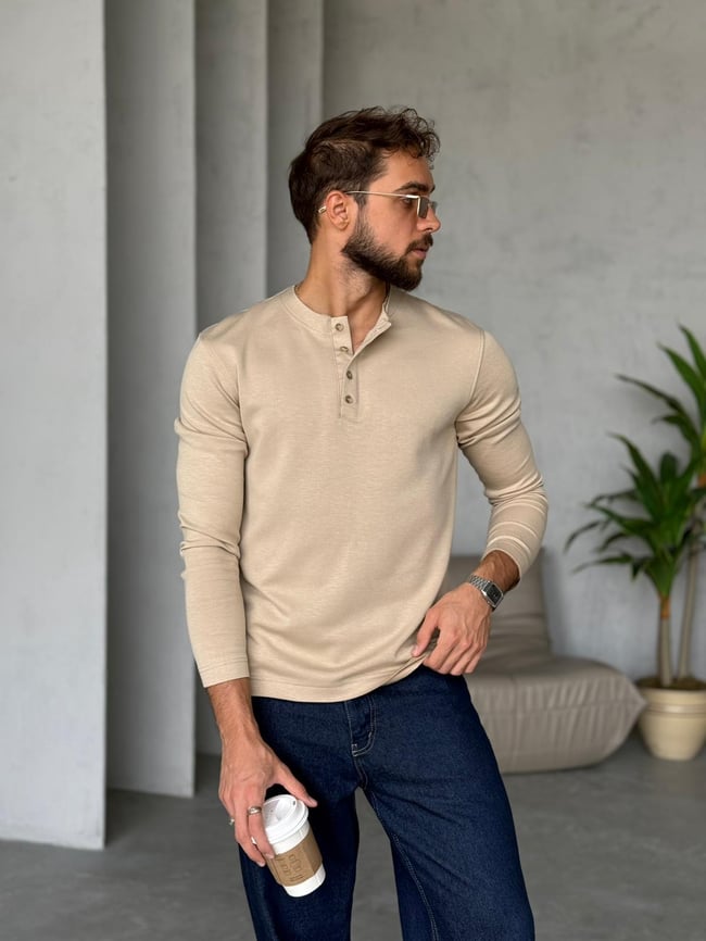 Hanley Yaka Modal Kumaş Sweat - Bej