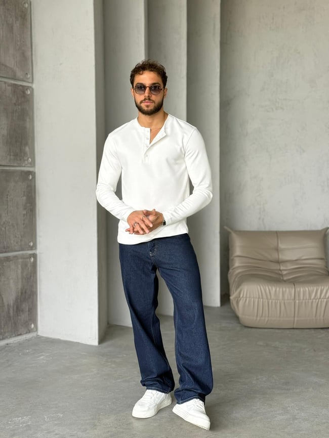 Hanley Yaka Modal Kumaş Sweat - Beyaz