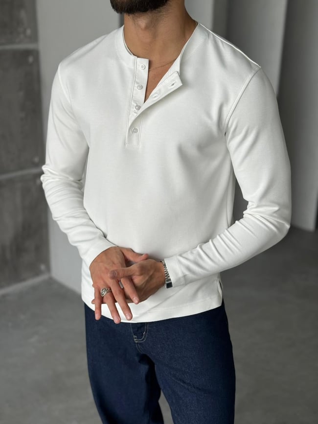 Hanley Yaka Modal Kumaş Sweat - Beyaz