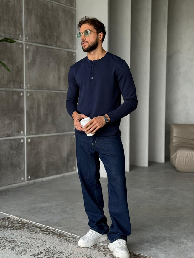 Hanley Yaka Modal Kumaş Sweat - Lacivert