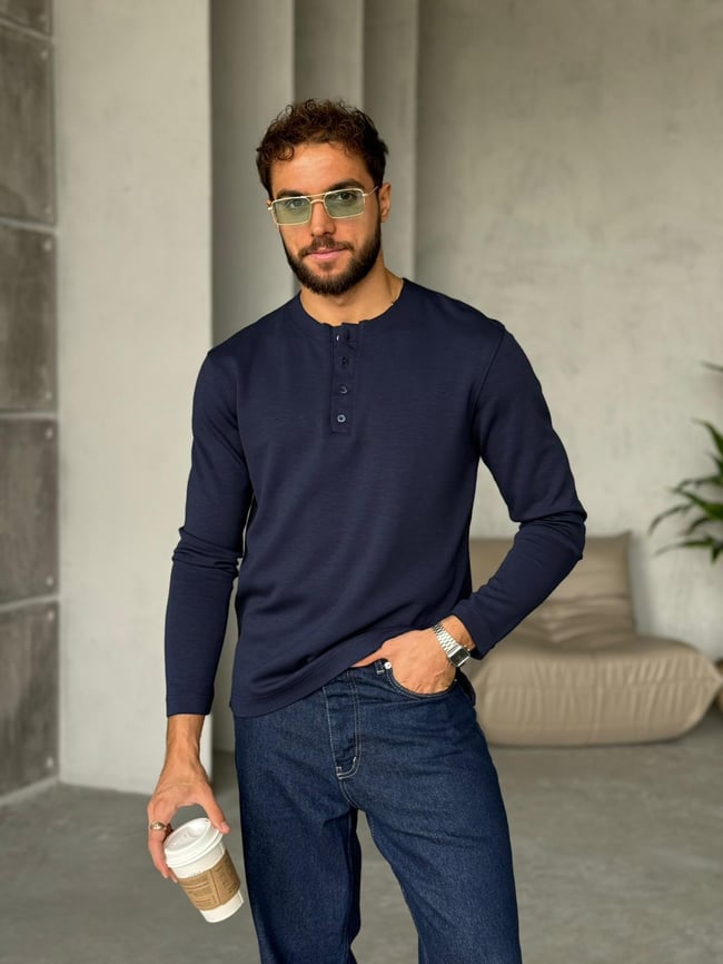 Hanley Yaka Modal Kumaş Sweat - Lacivert