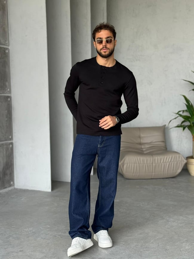 Hanley Yaka Modal Kumaş Sweat - Siyah