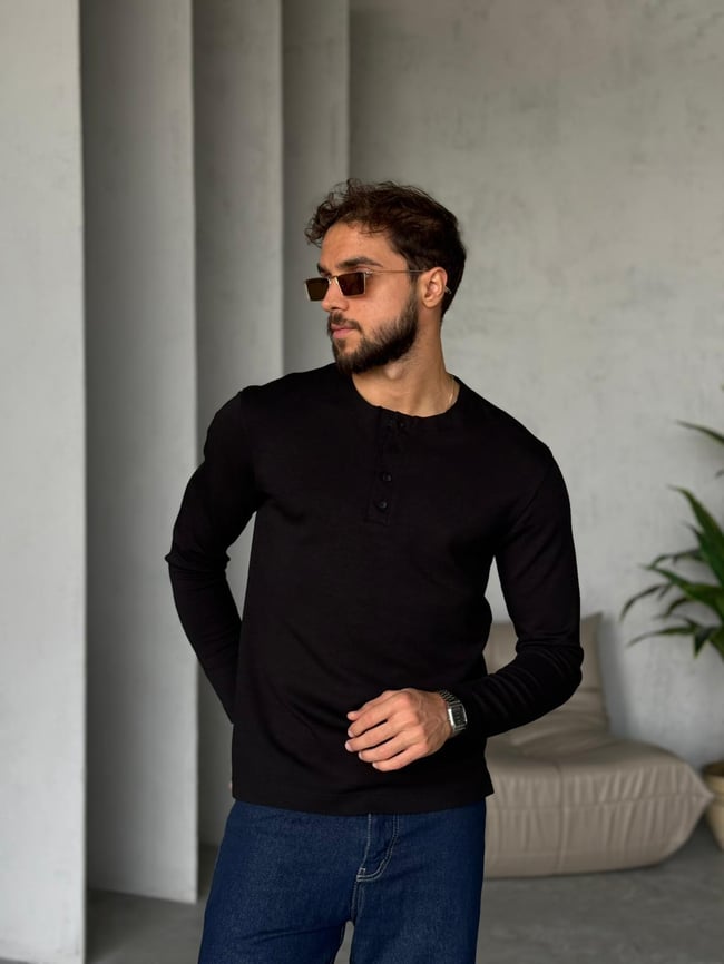 Hanley Yaka Modal Kumaş Sweat - Siyah