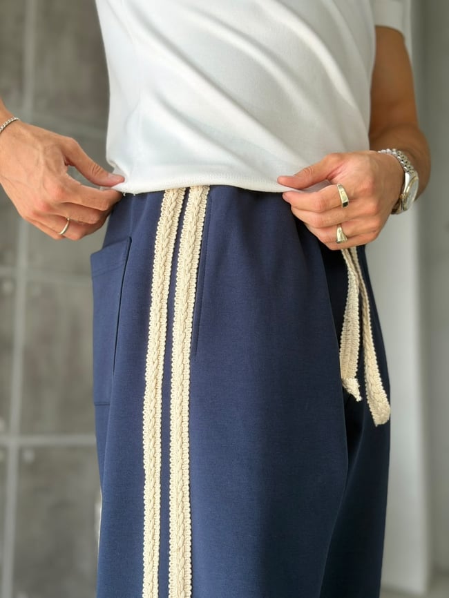 Hasır Şeritli Tasarım Baggy Eşofman W Lacivert