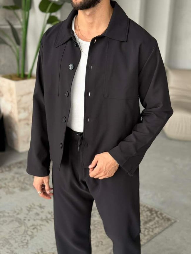 Hürrem Kumaş Ceketli Takım - Siyah