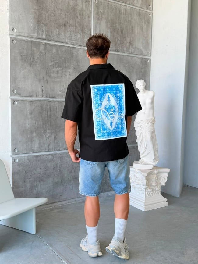 Infinity Blue Oversize Gömlek - T - SİYAH