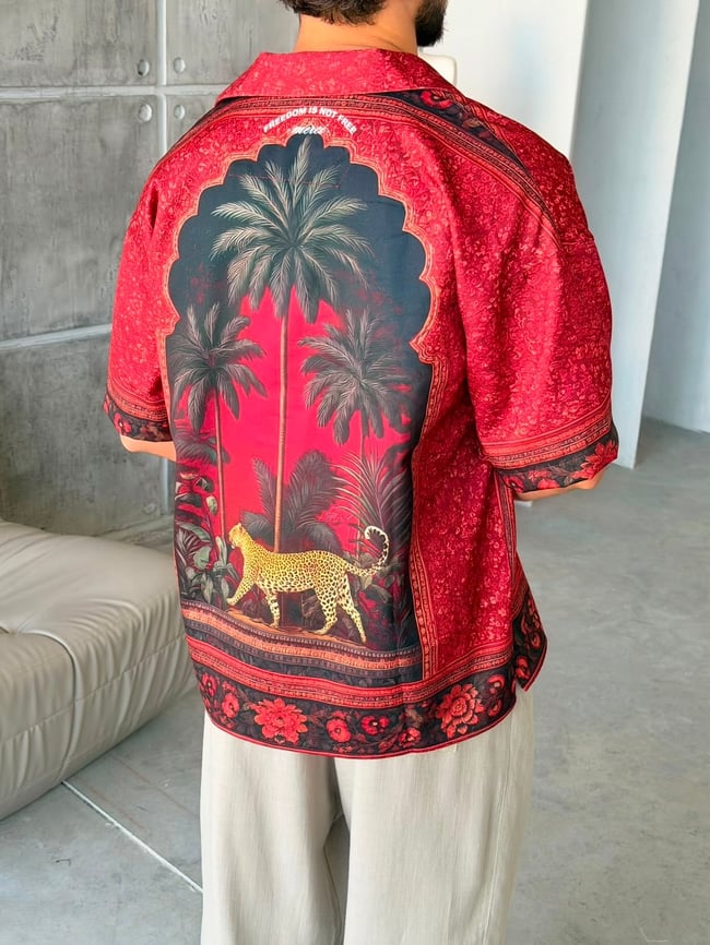 JAGUAR  Desenli Dubble Hürrem Kumaş Oversize Gömlek 