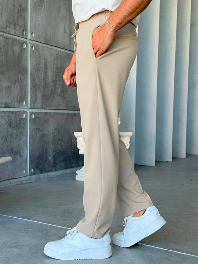 JOGGER KUMAŞ PANTOLON - M - BEJ