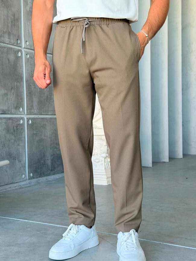 JOGGER KUMAŞ PANTOLON - M - HAKİ