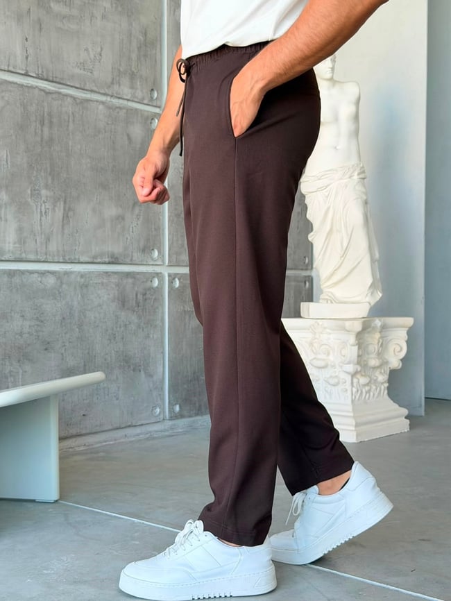 JOGGER KUMAŞ PANTOLON - M - KAHVE