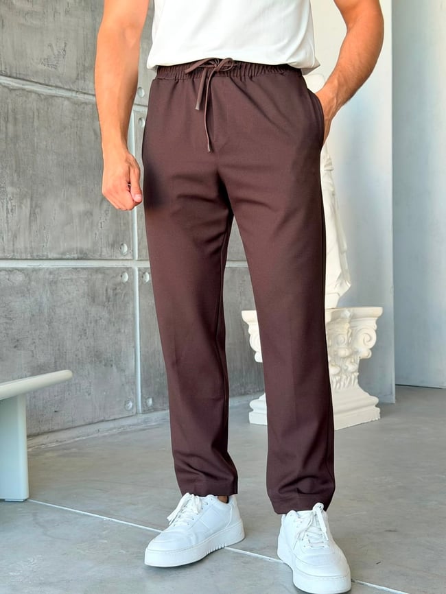 JOGGER KUMAŞ PANTOLON - M - KAHVE