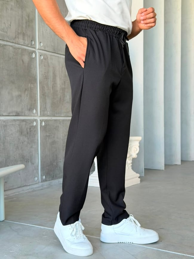 JOGGER KUMAŞ PANTOLON - M - SİYAH