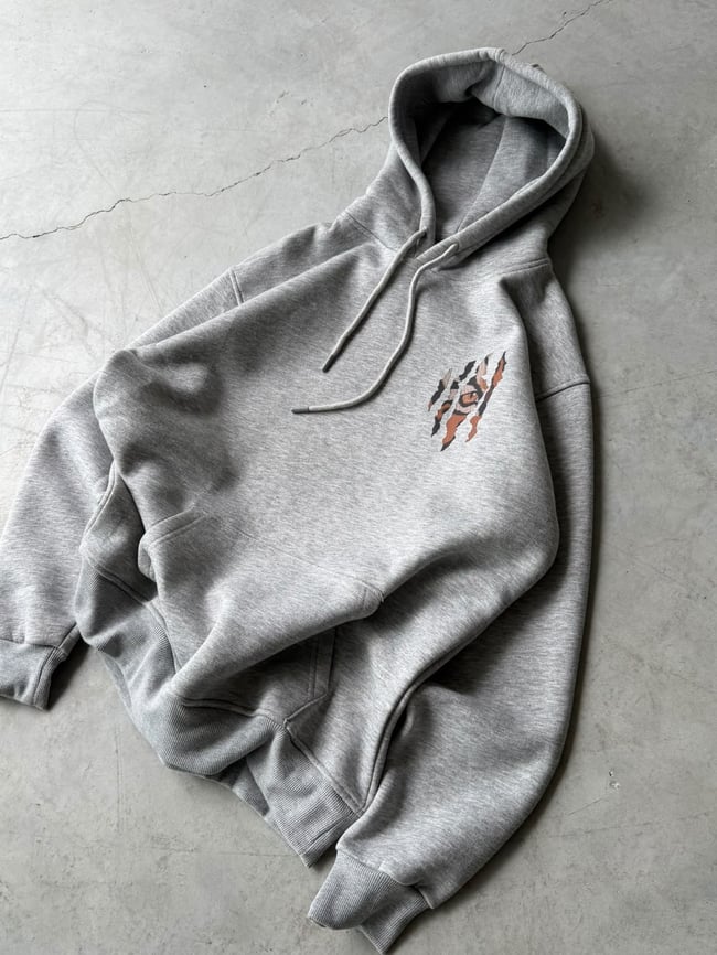Kap Baskılı Oversize 3 İplik Kapüşonlu Sweat Grimelange