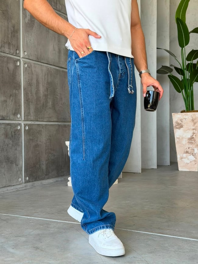 Kemer Detaylı Premium BAGGY Kot Pantolon K
