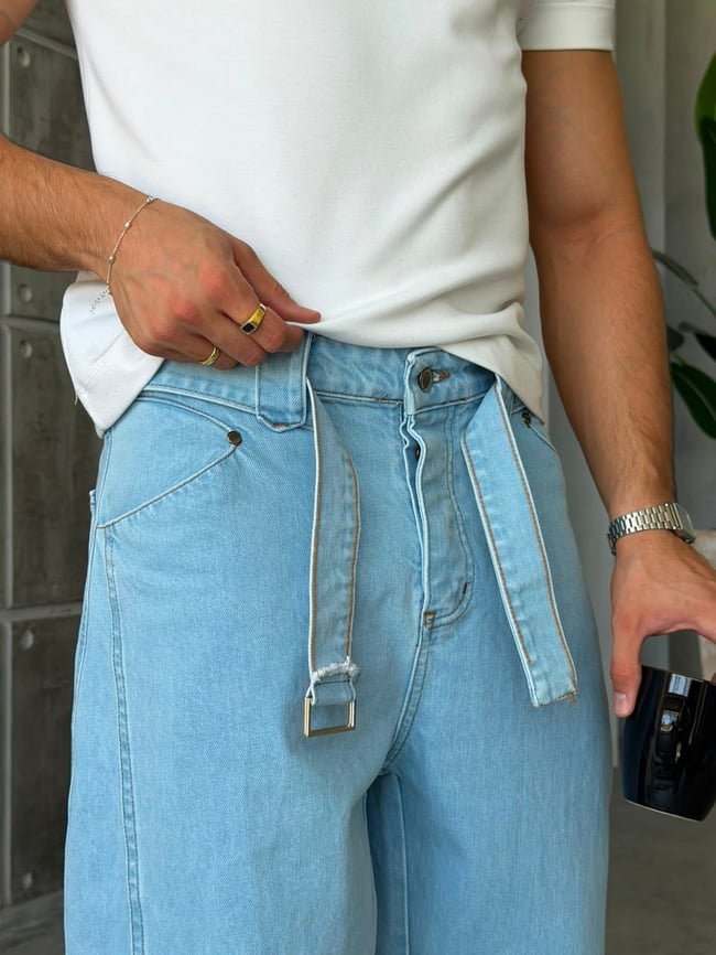 Kemer Detaylı Premium BAGGY Kot Pantolon K