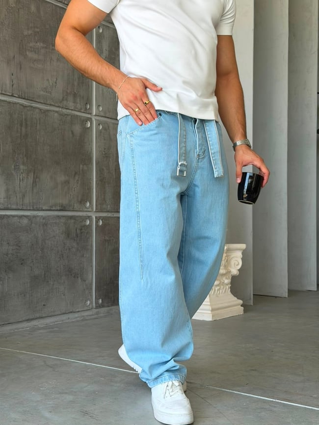 Kemer Detaylı Premium BAGGY Kot Pantolon K