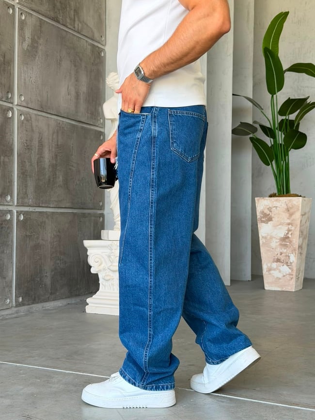 Kemer Detaylı Premium BAGGY Kot Pantolon K