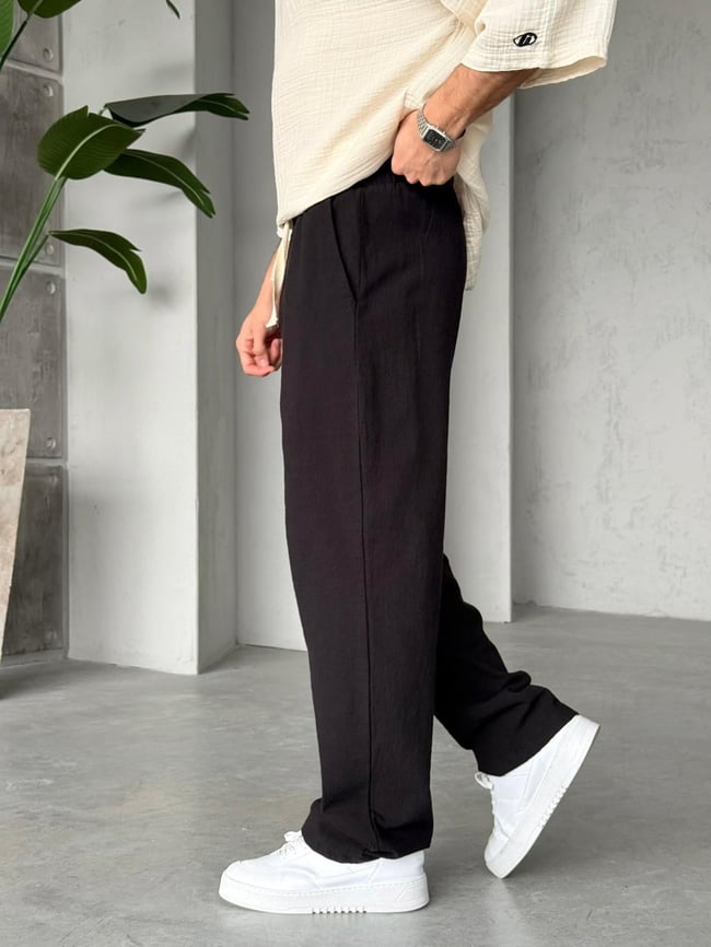Keten Baggy Pantolon G - Siyah