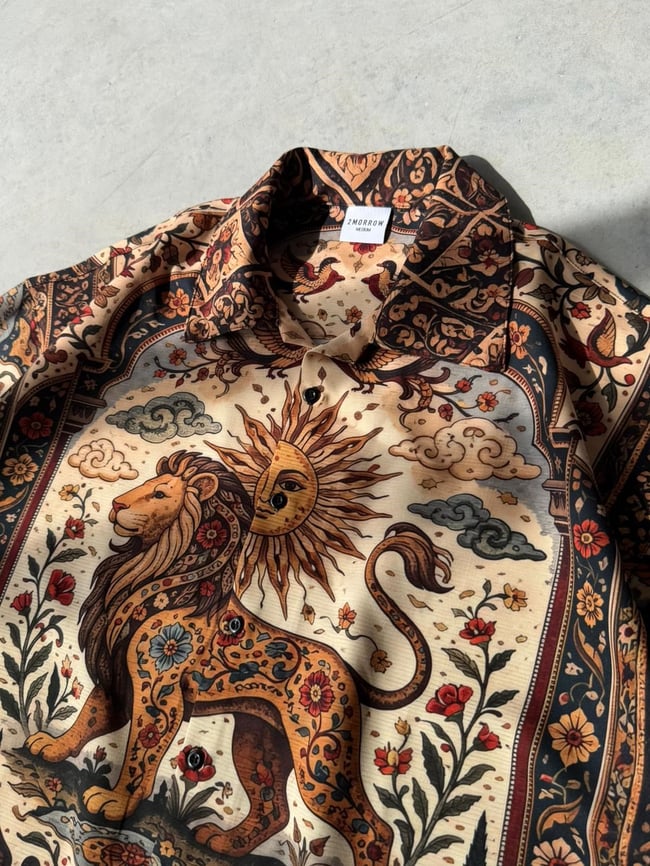 KİNG Desenli Dubble Hürrem Kumaş Oversize Gömlek T