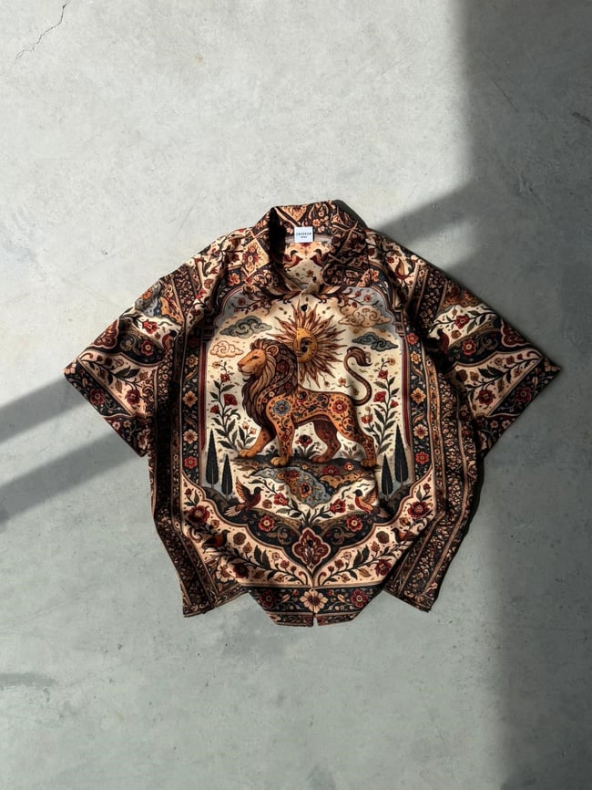 KİNG Desenli Dubble Hürrem Kumaş Oversize Gömlek T
