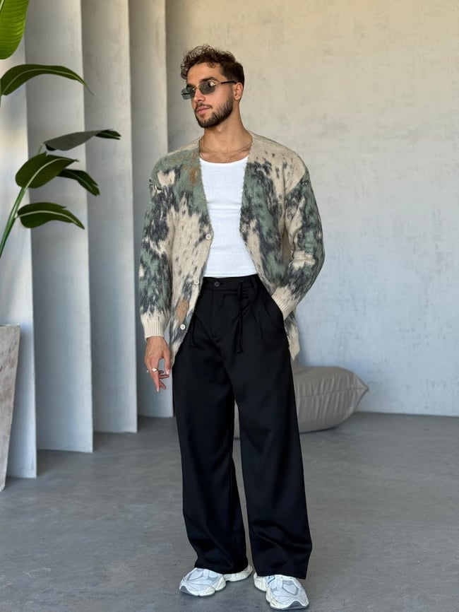 Kırçıllı Desen Hırka Bej