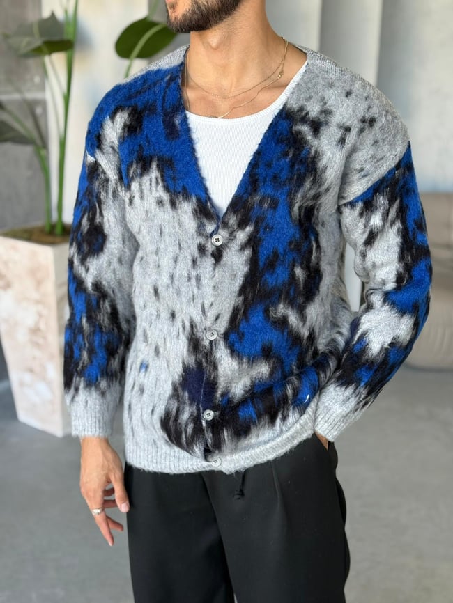 Kırçıllı Desen Hırka Gri