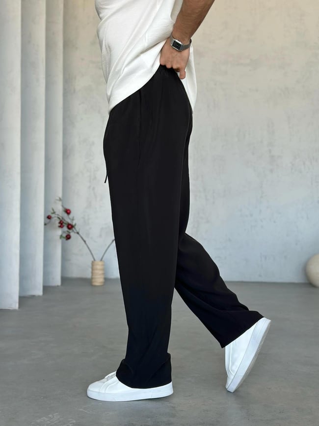 KM0100 Tensel Kumaş Baggy Pantolon Siyah
