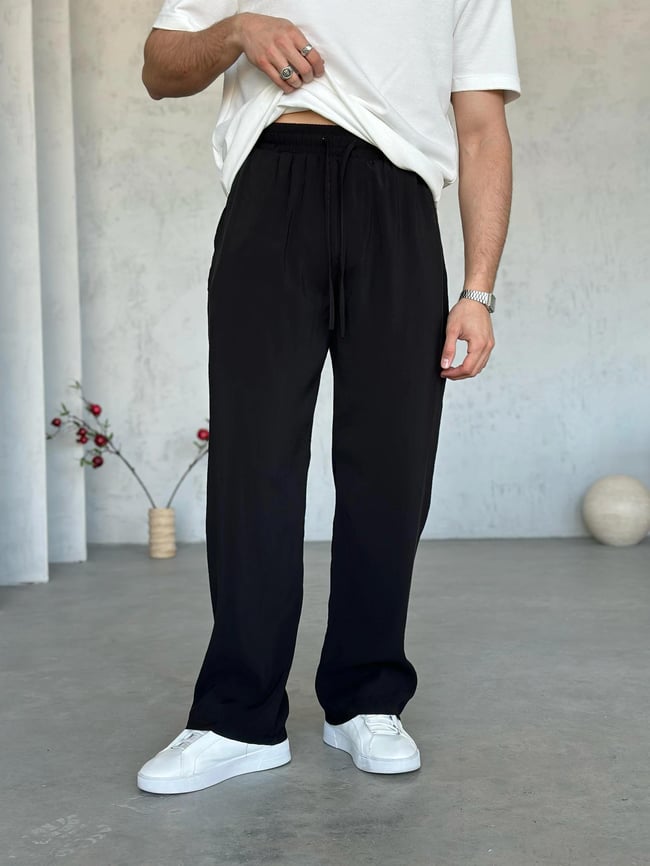 KM0100 Tensel Kumaş Baggy Pantolon Siyah