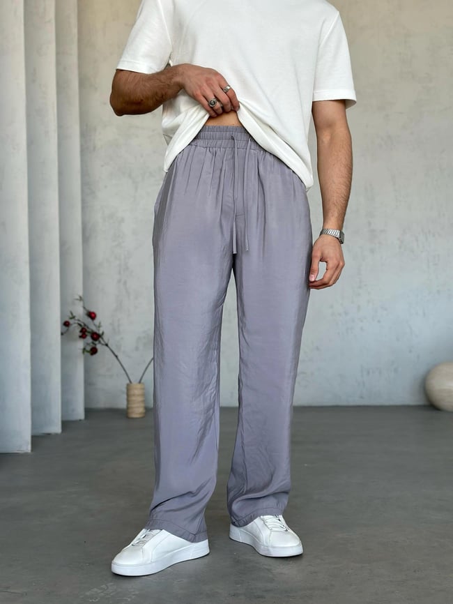 KM0101 Tensel Kumaş Baggy Pantolon Gri