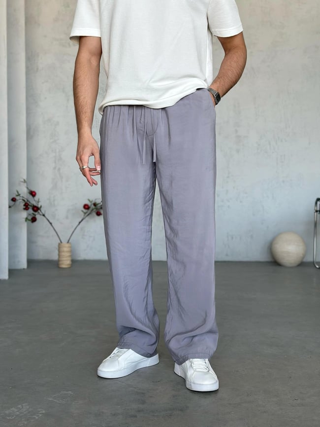 KM0101 Tensel Kumaş Baggy Pantolon Gri