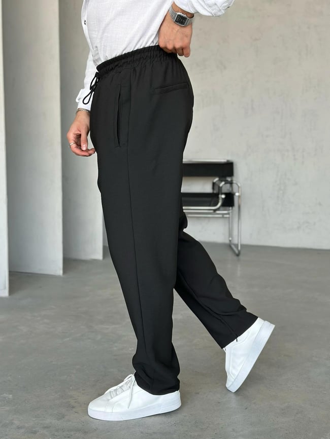 KM17061 Gizli fermuarlı  jogger pantolon SİYAH M