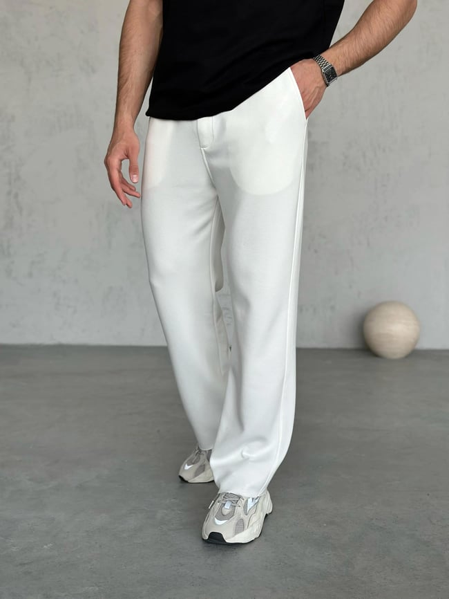 KM1922 Modal Kumaş Jogger Pantolon Beyaz